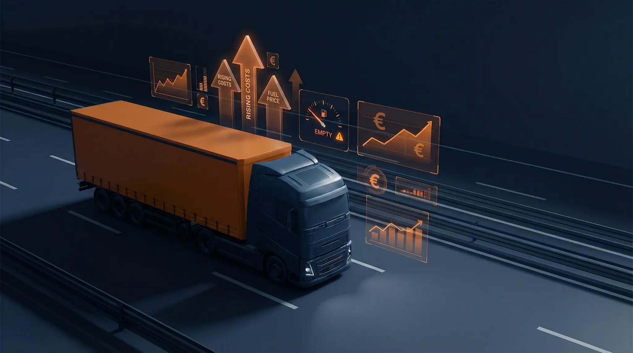 Camion avec indicateurs financiers - hausse tarifaire transport